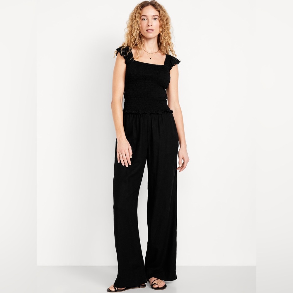Old Navy High-Waisted Linen-Blend Wide-Leg Pants Sz Small Petite